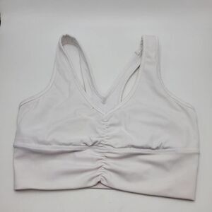 AS REVIVAL womens M white scrunched long line sportsbra